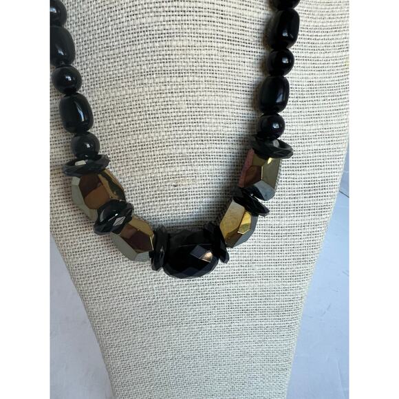 Chico's Black with Iridescent Beads Choker 19 Inch Necklace - Picture 2 of 5